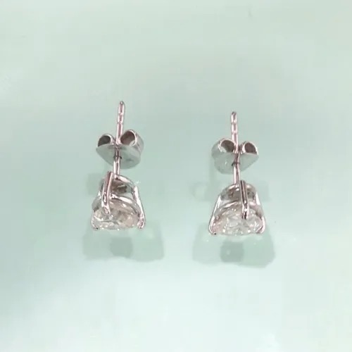 Emerald Cut Moissanite Earrings Screw Back Stud Earrings White Gold Moissanite Diamond Stud Earrings