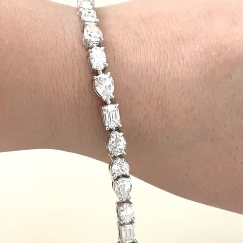 8 Inch Cuban Bracelet, 925 Silver, DEF Moissanite, Bussdown Cuban Chain