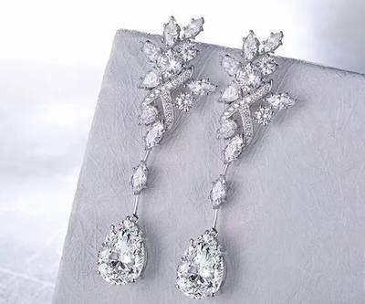 Pear Marquise Moissanite Diamond Long Earrings