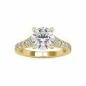 Round Cut Full White Moissanite Ring White,Yellow,Rose Gold For Engagement