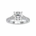 Round Cut Full White Moissanite Ring White,Yellow,Rose Gold For Engagement