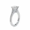 Round Cut Full White Moissanite Ring White,Yellow,Rose Gold For Engagement