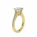 Round Cut Full White Moissanite Ring White,Yellow,Rose Gold For Engagement