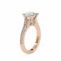 Round Cut Full White Moissanite Ring White,Yellow,Rose Gold For Engagement