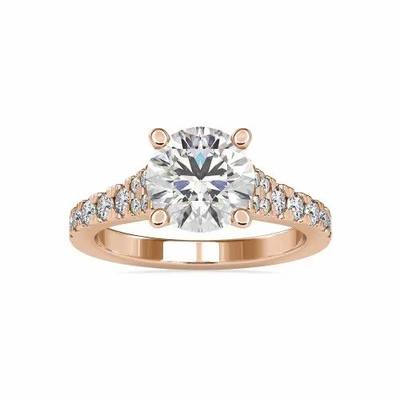 Round Cut Full White Moissanite Ring White,Yellow,Rose Gold For Engagement