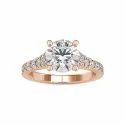 Round Cut Full White Moissanite Ring White,Yellow,Rose Gold For Engagement