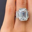 9.55CT THREE STONES CUT Full White Moissanite Ring White,Yellow,Rose Gold For Engagement Wedding