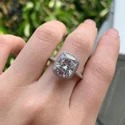 1.50cts round Ring Full White Moissanite Halo Ring With Accents For Engagement Wedding