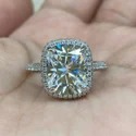 2.20 CT Full White Moissanite Halo Ring With Accents For Engagement Wedding