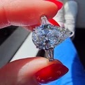 11.55 CT CTS Three stones Full White Halo Ring With Accents For Engagement Wedding