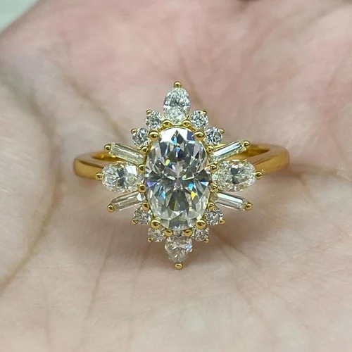 1.15CT Oval Cut Full White Moissanite White,Yellow,Rose Gold For Engagement 4ct