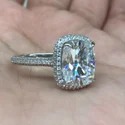 2.20 CT Full White Moissanite Halo Ring With Accents For Engagement Wedding