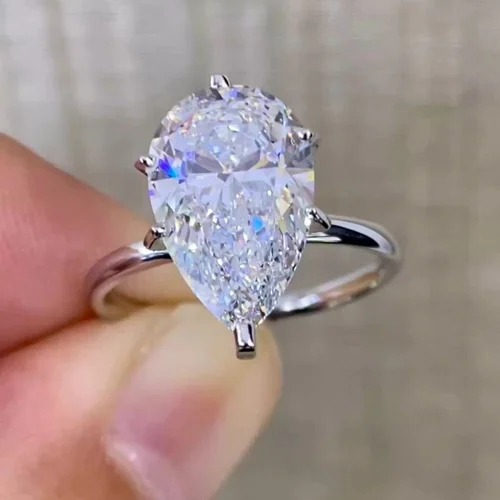 EMERALD Cut 12 CT Full White Moissanite Ring White,Yellow,Rose Gold For Engagement Wedding