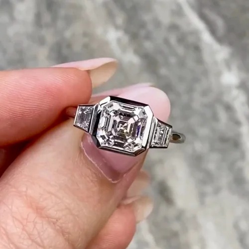 emerald Cut 2.50 CT Full White Moissanite Ring White,Yellow,Rose Gold For Engagement Wedding
