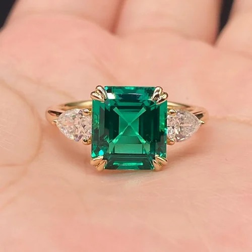 asscher Cut 2 CT Full White Moissanite Ring White,Yellow,Rose Gold For Engagement Wedding