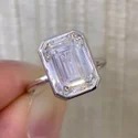 EMERALD Cut 12 CT Full White Moissanite Ring White,Yellow,Rose Gold For Engagement Wedding