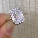 EMERALD Cut 12 CT Full White Moissanite Ring White,Yellow,Rose Gold For Engagement Wedding
