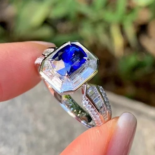 3 cts Ring Full White Moissanite Halo Ring With Accents For Engagement Wedding