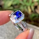 3 cts Ring Full White Moissanite Halo Ring With Accents For Engagement Wedding