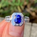 3 cts Ring Full White Moissanite Halo Ring With Accents For Engagement Wedding