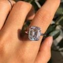 Emerald Cut 4ct Full White Moissanite Ring White,Yellow,Rose Gold For Engagement Wedding