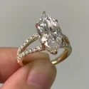 35 POINTER Baguette Cut Full White Moissanite Ring White,Yellow,Rose Gold For Engagement Wedding