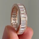 35 POINTER Baguette Cut Full White Moissanite Ring White,Yellow,Rose Gold For Engagement Wedding
