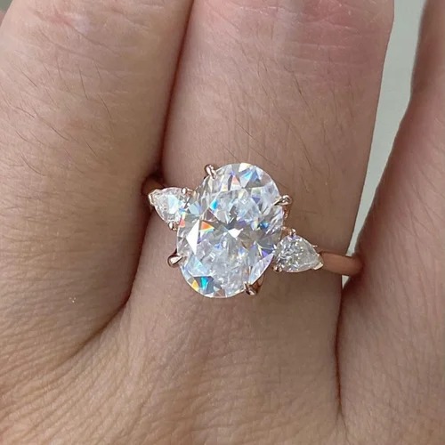 DEF Oval Cut Full White Moissanite White,Yellow,Rose Gold For Engagement 4ct