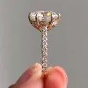 Round Cut 3CT Full White Moissanite Ring White,Yellow,Rose Gold For Engagement Wedding