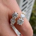 ROUND cut Full White Moissanite Halo Ring With Accents For Engagement Wedding