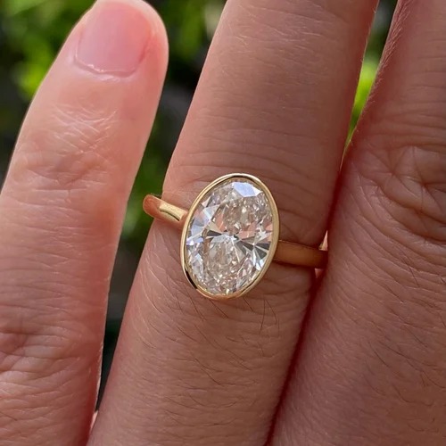 oval Cut 2 CT Full White Moissanite Ring White,Yellow,Rose Gold For Engagement Wedding