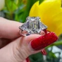 5.5 cts Full White Moissanite Halo Ring With Accents For Engagement Wedding