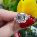 5.5 cts Full White Moissanite Halo Ring With Accents For Engagement Wedding