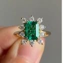4 cts EMERALD Cut Full White Moissanite Ring White,Yellow,Rose Gold For Engagement, Wedding