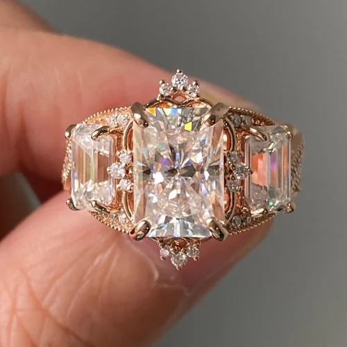 blue sapphire Cut 5 cts Full White Moissanite Ring White,Yellow,Rose Gold For Engagement Wedding
