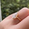 3CT PEAR cut Full White Lab grown Halo Ring With Accents For Engagement Wedding