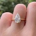 3CT PEAR cut Full White Lab grown Halo Ring With Accents For Engagement Wedding