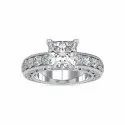 Princess Cut Full White Moissanite Ring White,Yellow,Rose Gold For Engagement, Wedding