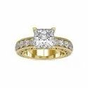 Princess Cut Full White Moissanite Ring White,Yellow,Rose Gold For Engagement, Wedding