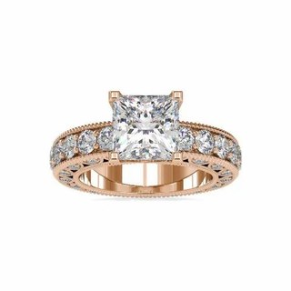 Princess Cut Full White Moissanite Ring White,Yellow,Rose Gold For Engagement, Wedding