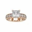 Princess Cut Full White Moissanite Ring White,Yellow,Rose Gold For Engagement, Wedding