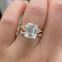 emerald Cut 4.18CT Full White Moissanite Ring White,Yellow,Rose Gold For Engagement Wedding