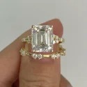 emerald Cut 4.18CT Full White Moissanite Ring White,Yellow,Rose Gold For Engagement Wedding