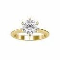 White Yellow Rose Gold Solitaire Round Cut Full White Moissanite Ring For Engagement