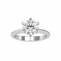 White Yellow Rose Gold Solitaire Round Cut Full White Moissanite Ring For Engagement