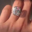 Fabulous 8 ct emerald Full White Moissanite Band White,Yellow,Rose Gold For Engagement