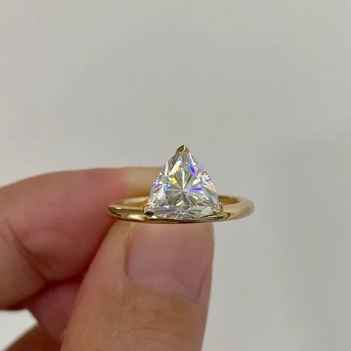 1.75 cts trillion moissanite Ring White,Yellow,Rose Gold For Engagement Wedding