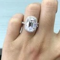 emerald Cut 5.25CT Full White Moissanite Ring White,Yellow,Rose Gold For Engagement Wedding