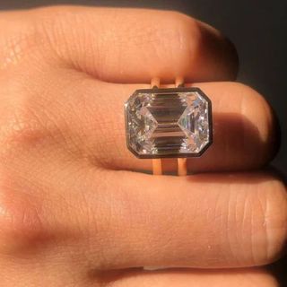 Fabulous 8 ct emerald Full White Moissanite Band White,Yellow,Rose Gold For Engagement