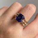 Fabulous 8 ct emerald Full White Moissanite Band White,Yellow,Rose Gold For Engagement